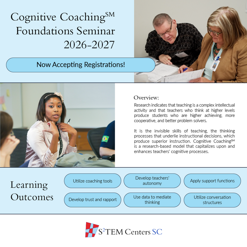 Cognitive Coaching℠ 8-Day Foundations Course 2026-2027.  Now Accepting Registrations! Select to read more information. (opens in new window)
